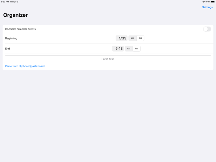 Organizer - Things to Calendar