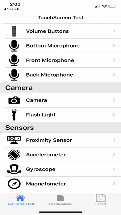 Touchscreen Test Screenshots