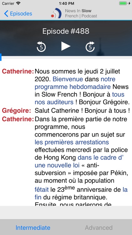 News in Slow French