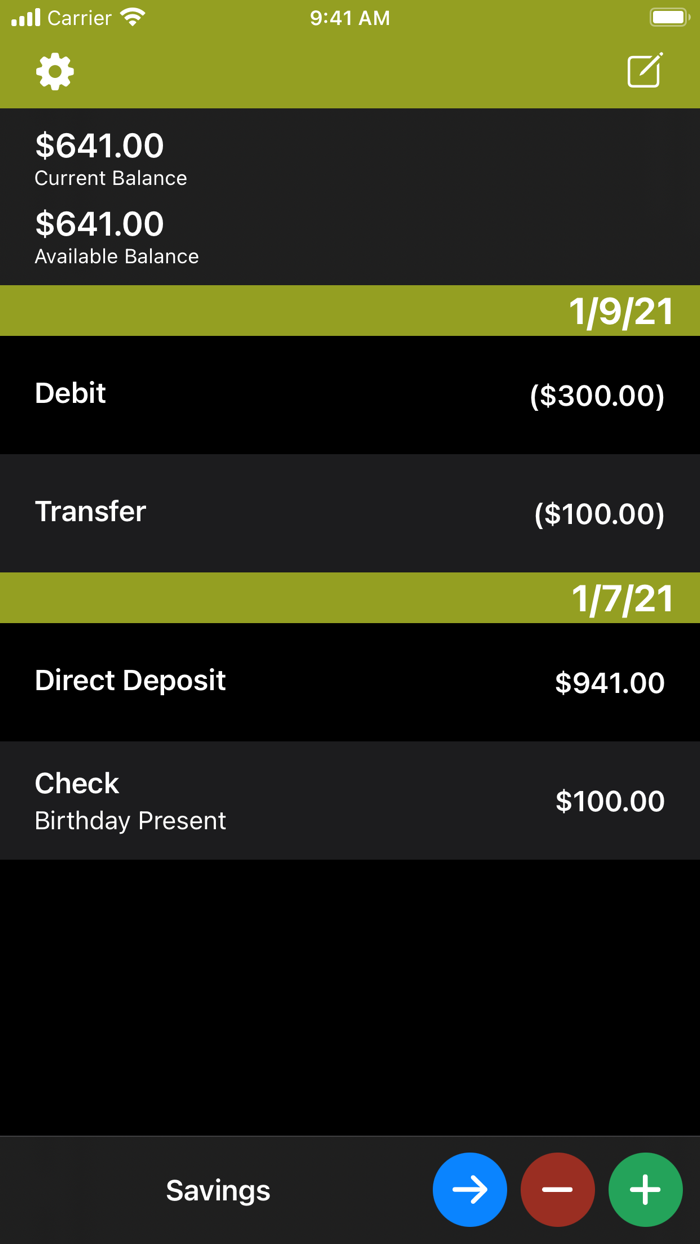 Transactions Simple Checkbook