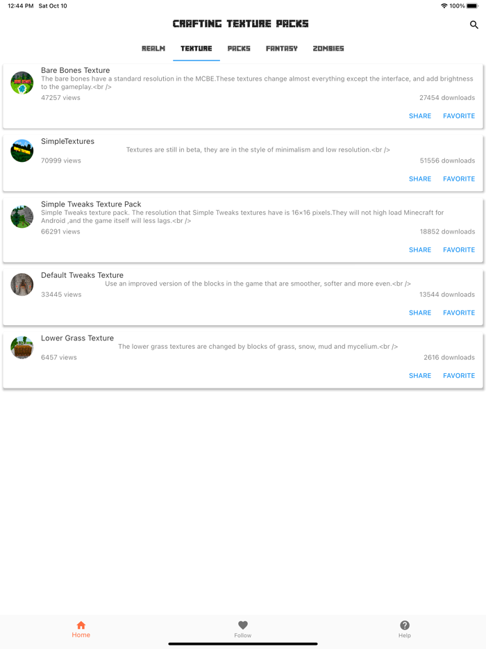 Crafting Texture Packs MCPE