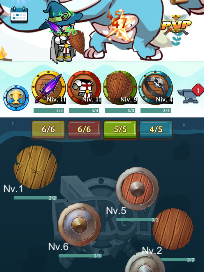 Mergy Merge RPG game heroes