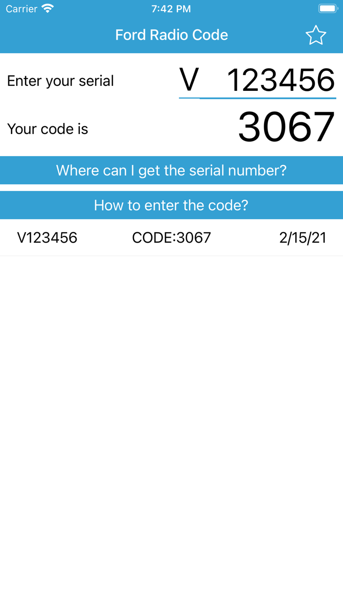 Radio Code for Ford V