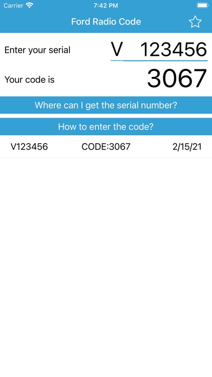 Radio Code for Ford V Serial