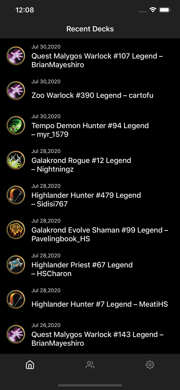 Standard Decks for Hearthstone