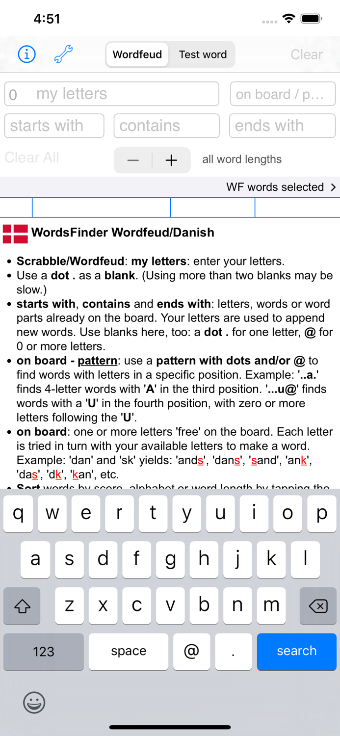 Dansk Words Finder Wordfeud