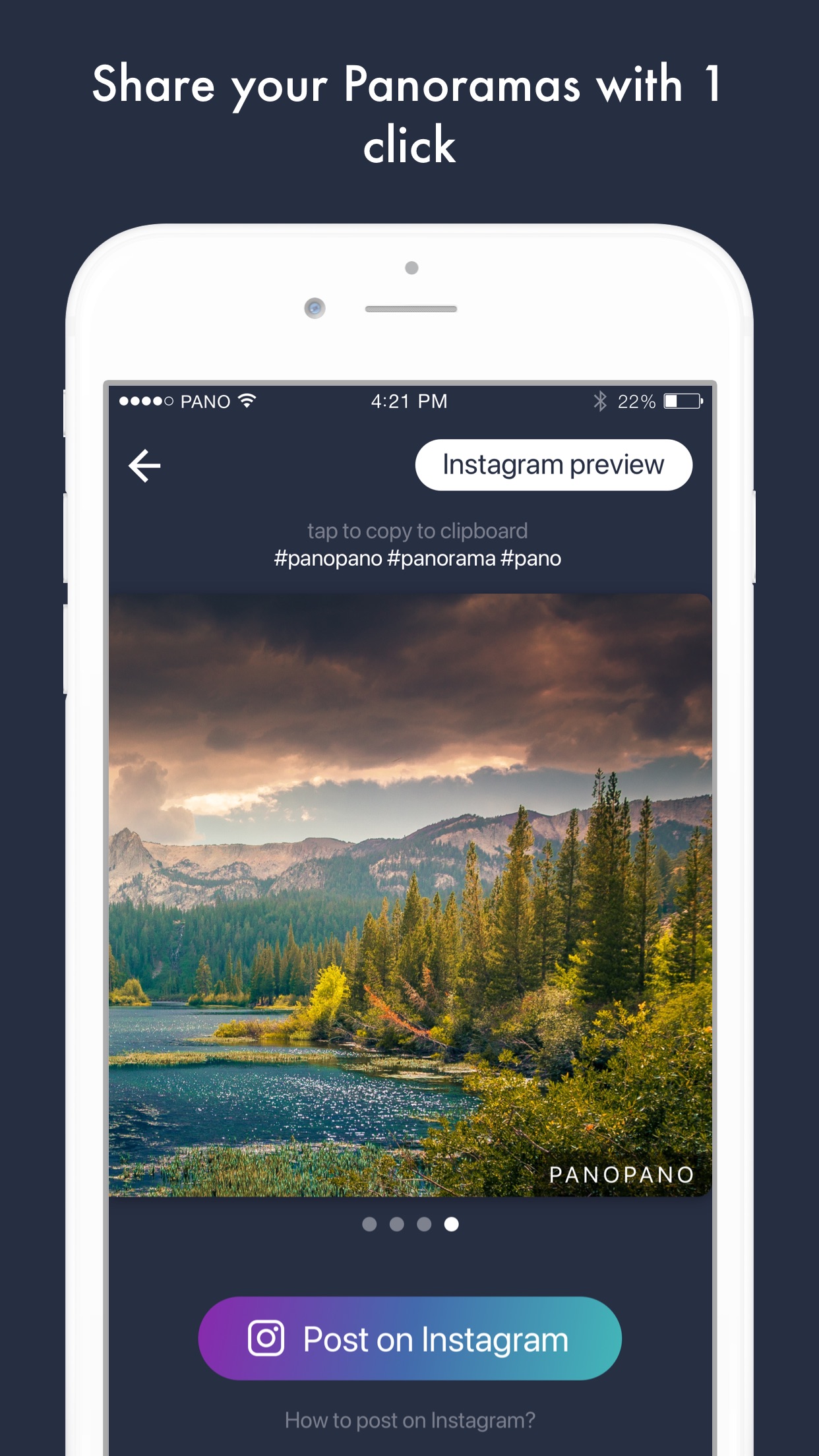 Screenshot do app PanoPano - Panoramas for Insta