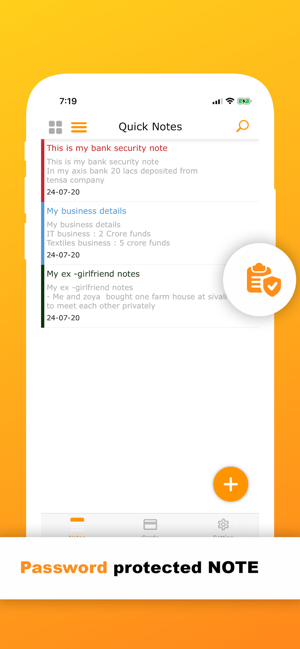 Secure Notes & Bank Card Saver