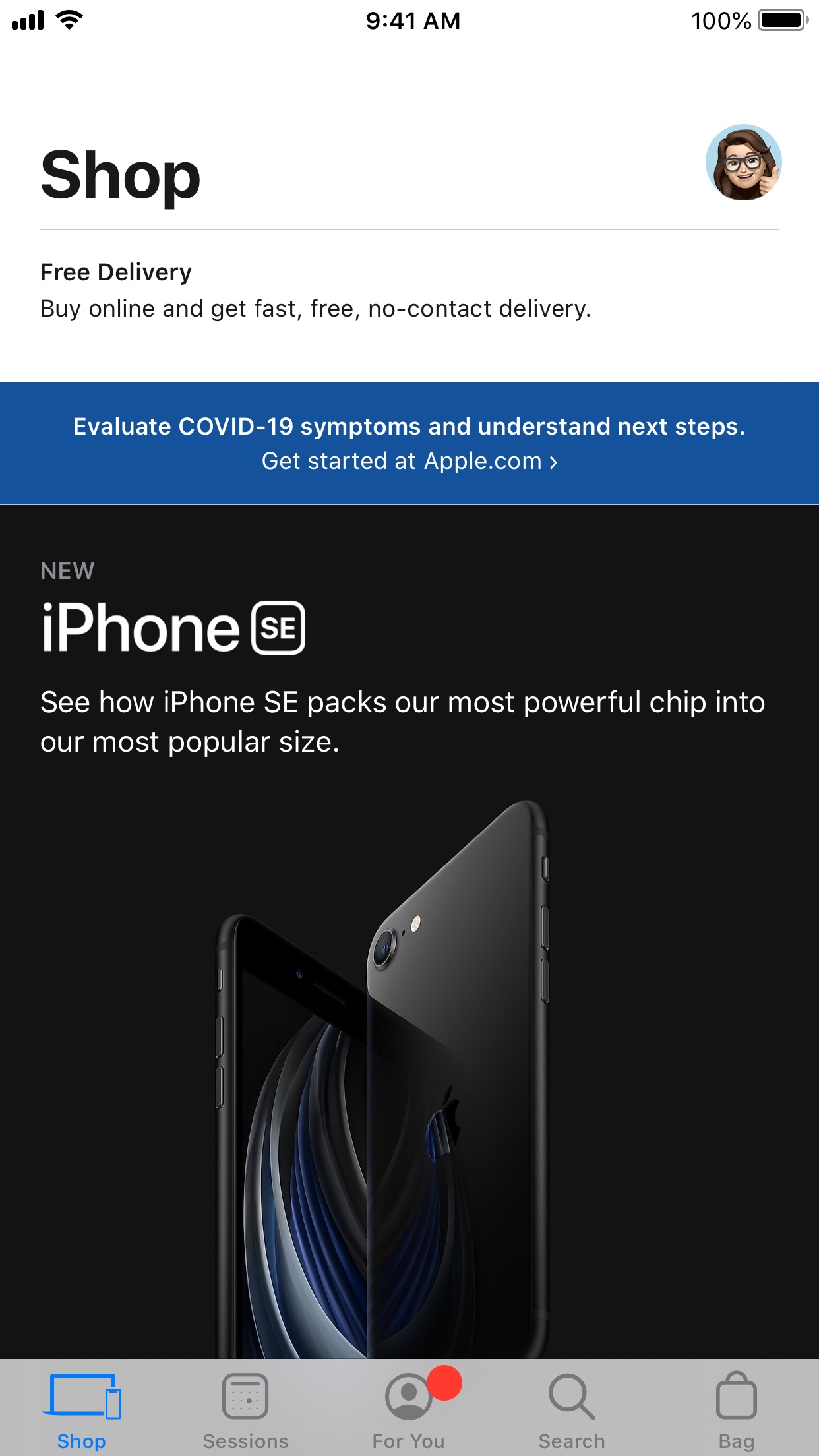 Screenshot do app Apple Store