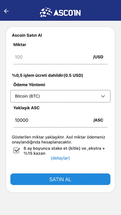 Ascoin Mobil Cüzdan