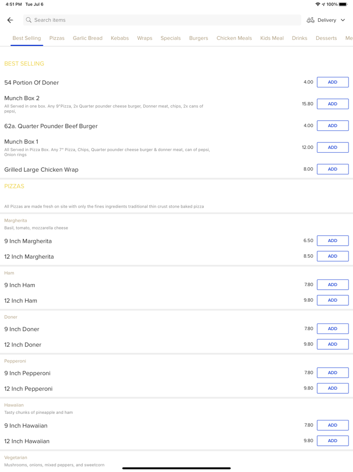 Laluna Whitehaven pizza Kebab