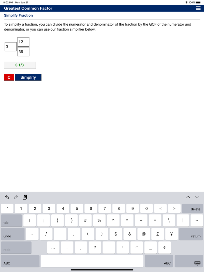 Greatest Common Factor