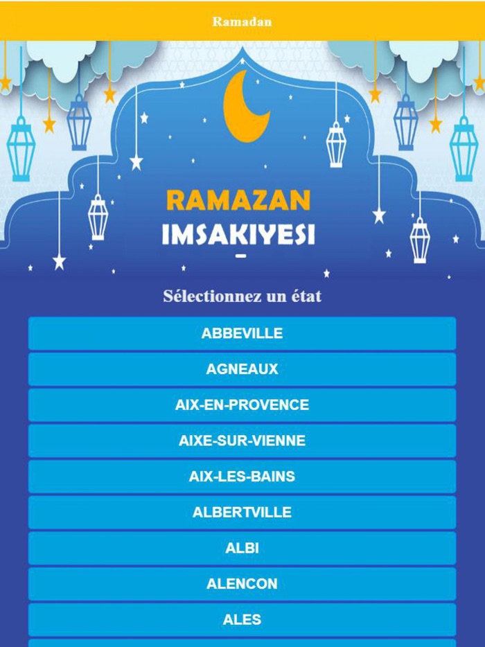 Calendrier du Ramadan