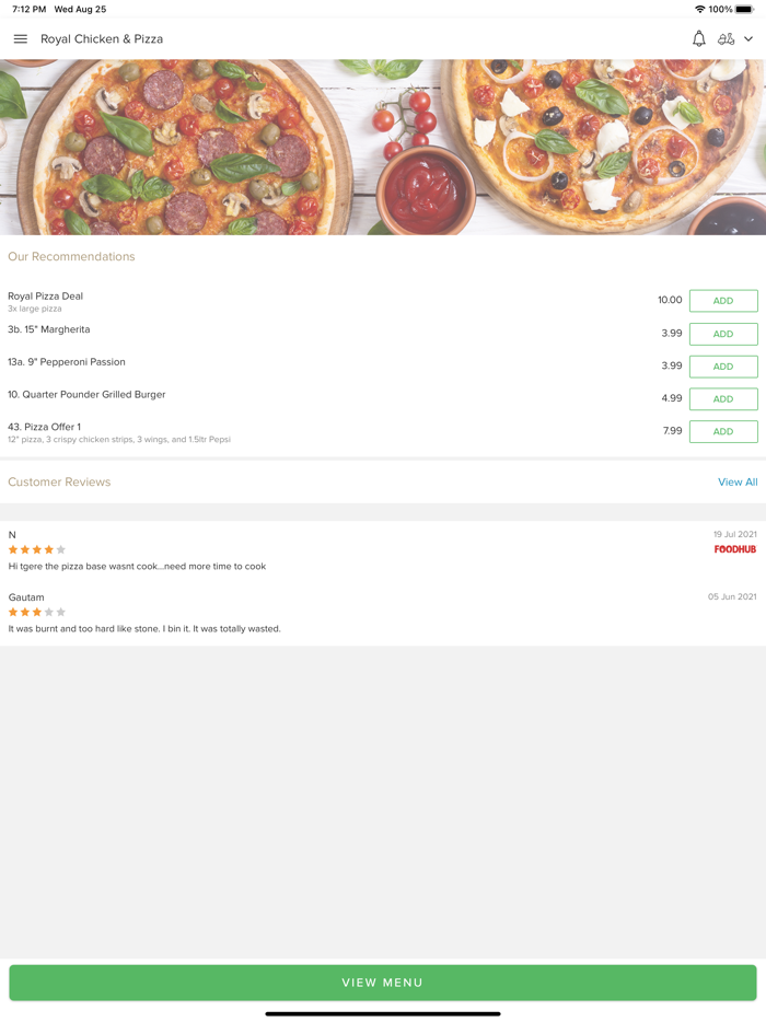 Royal Chicken  Pizza.