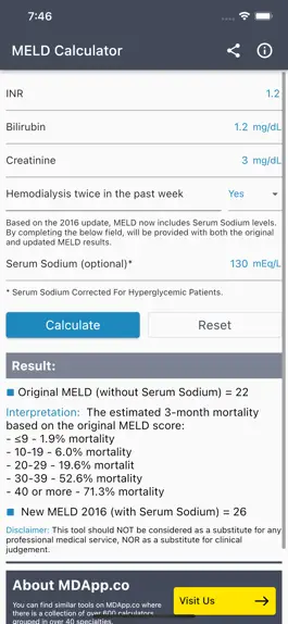 Game screenshot MELD Score Calc apk