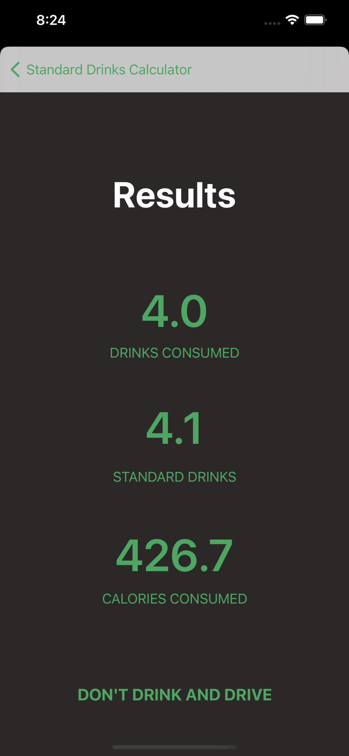 Standard Drinks Calculator