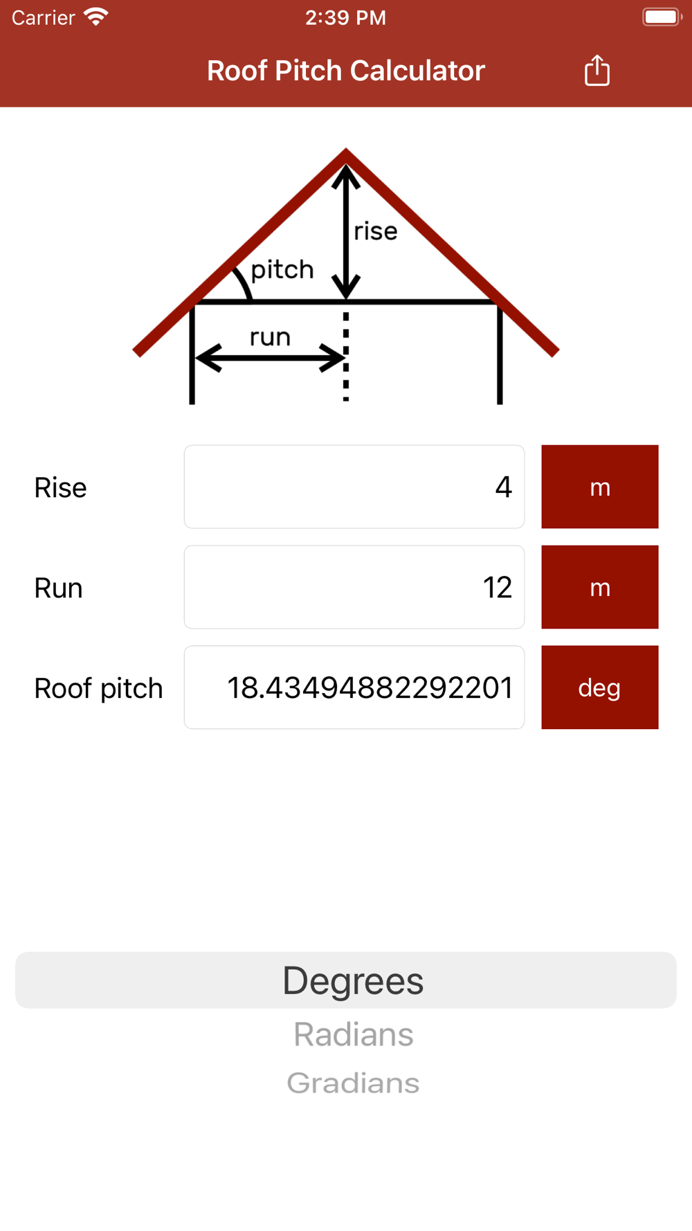 Roof Pitch Calculator Download App for iPhone - STEPrimo.com