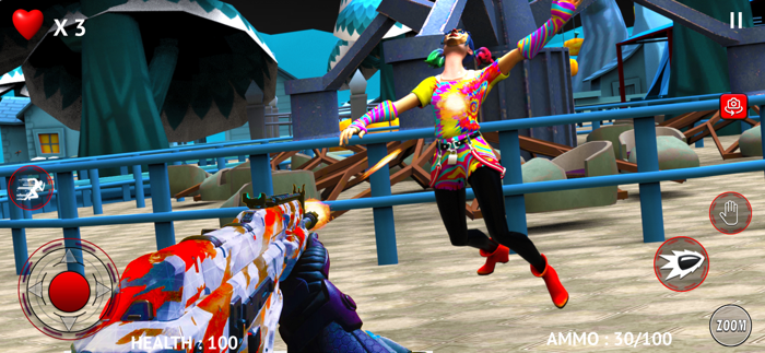 Scary Tie Dye Clown Girl Game