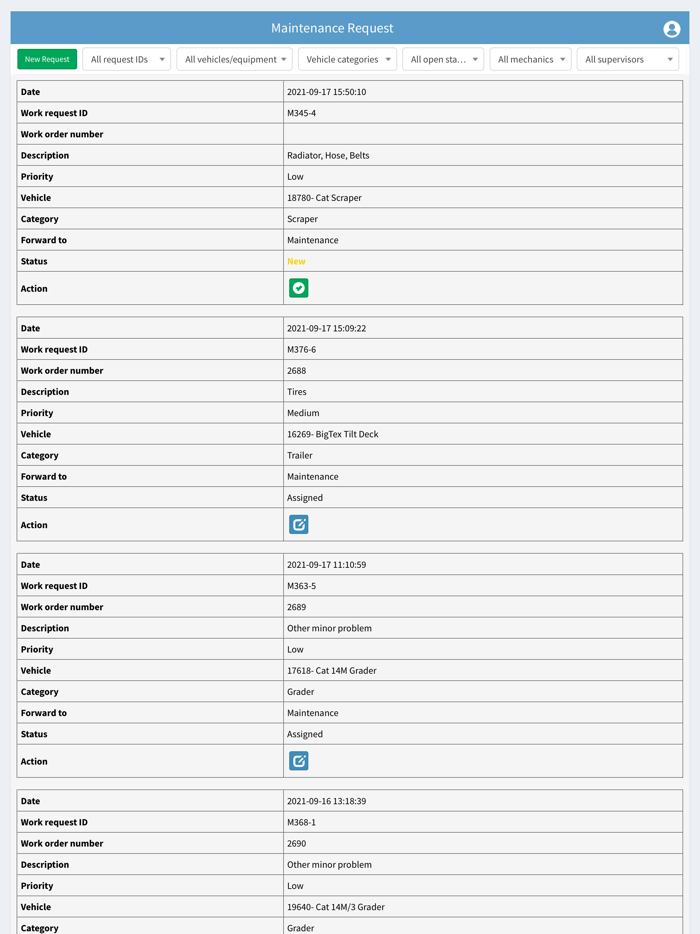MRF Vehicle Maintenance