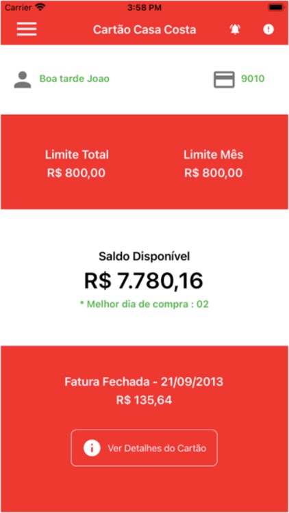 Cartão Casa Costa