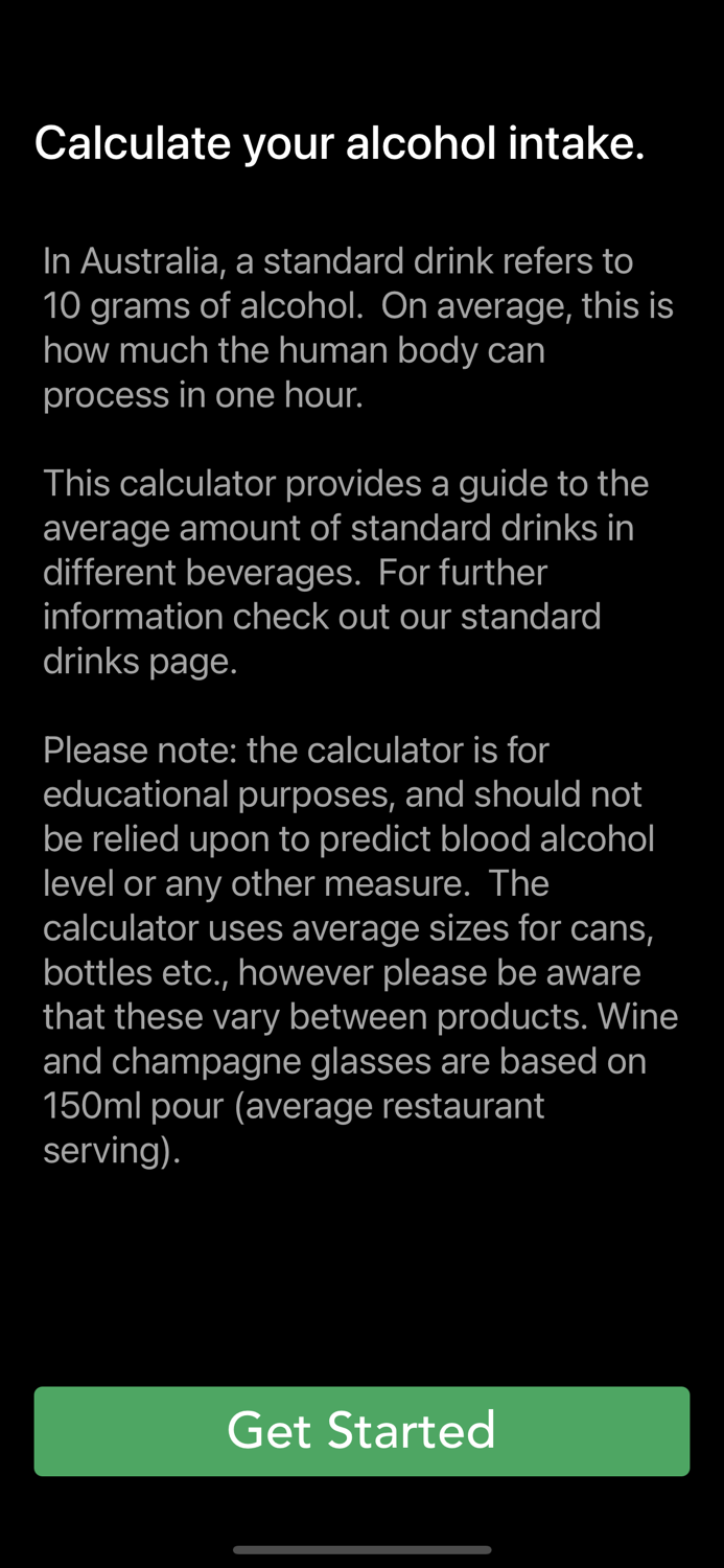 Standard Drinks Calculator