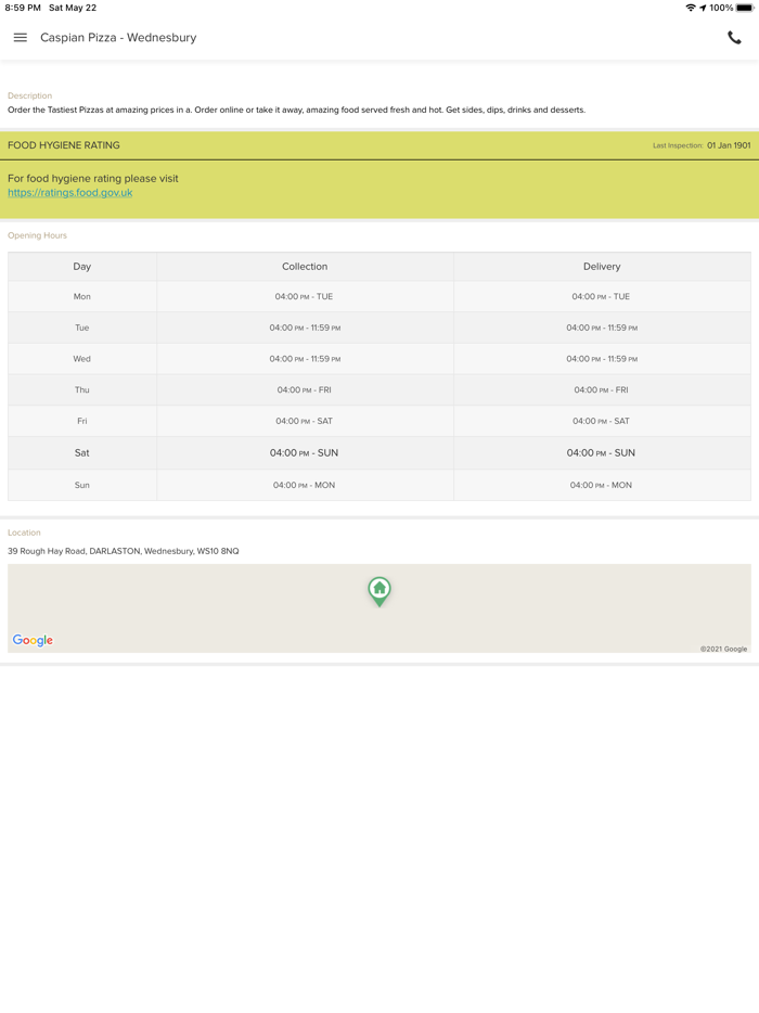 Caspian Pizza Wednesbury