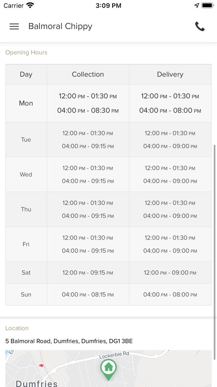 Balmoral Chippy Dumfries.
