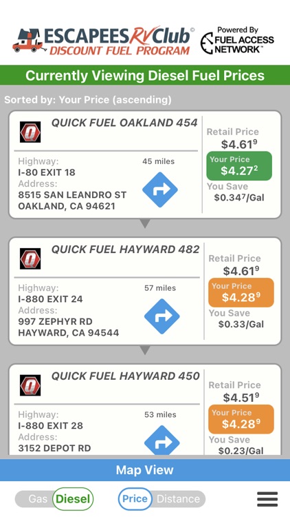 Escapees Discount Fuel Locator