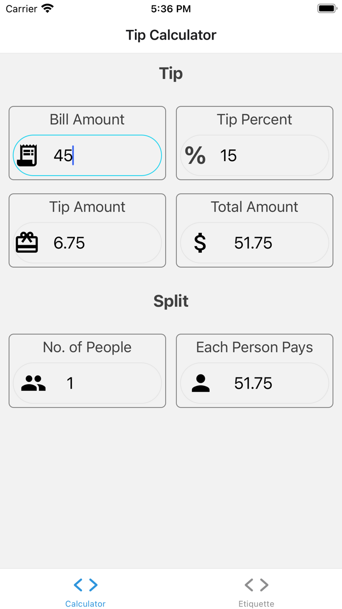 Easy Tip and Split Calculator
