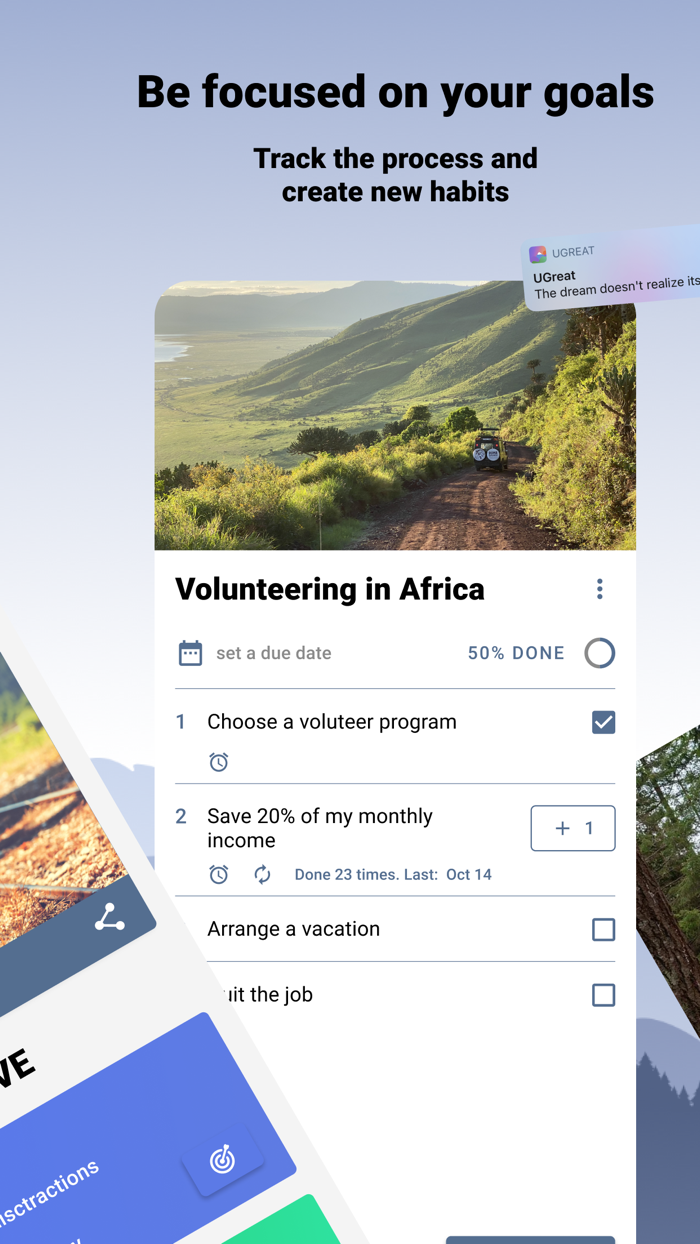Ugreat goals planner, habits