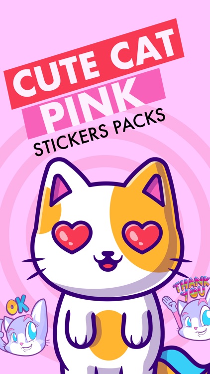 Cute Cat Pink Stickers Pack by Aman Kumar