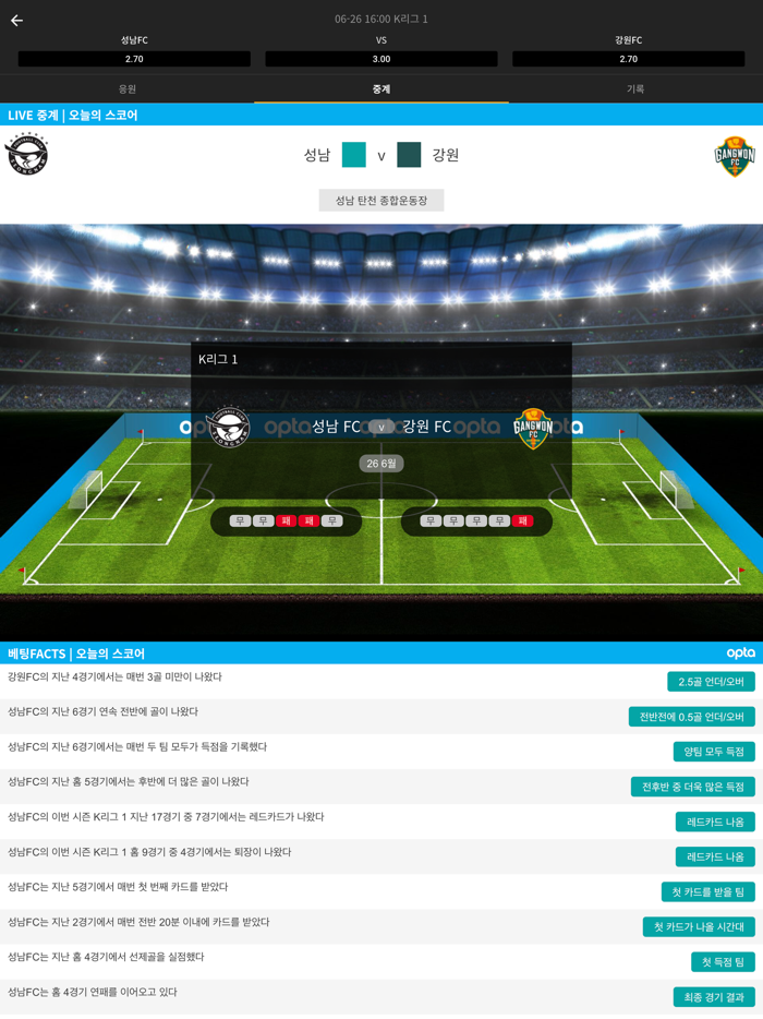 오늘의 스코어 - 라이브 스코어, 일정 결과 정보 분석