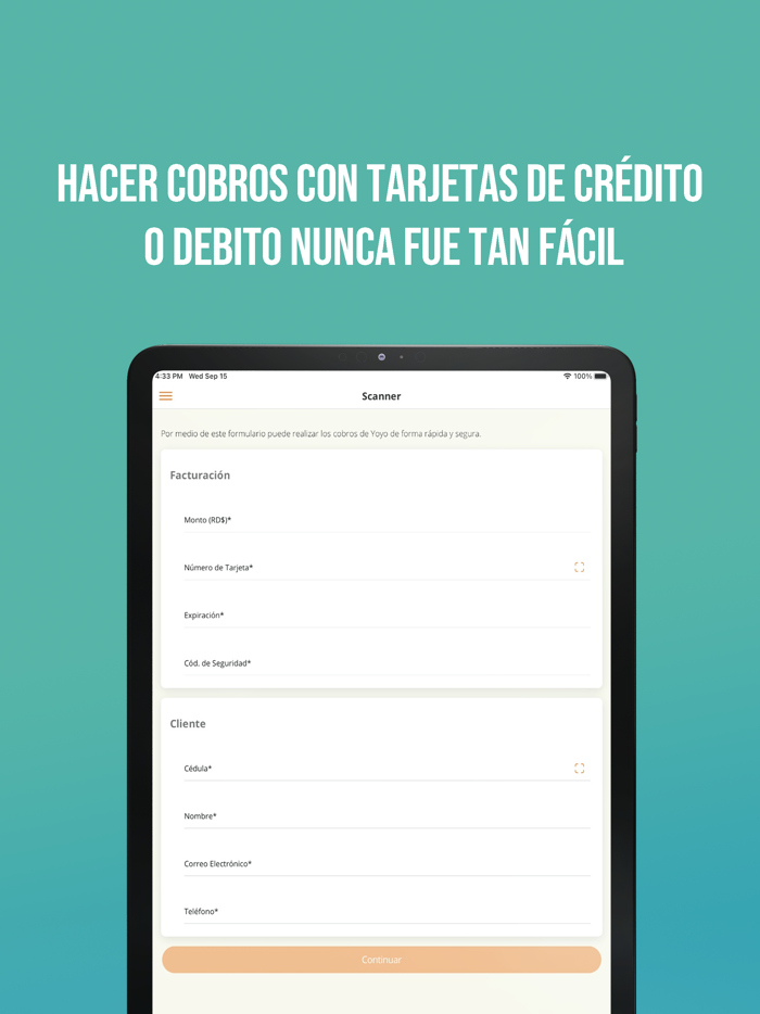 Yoyo Escaner cobra con tarjeta