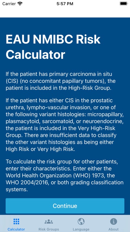 EAU NMIBC Risk Calculator