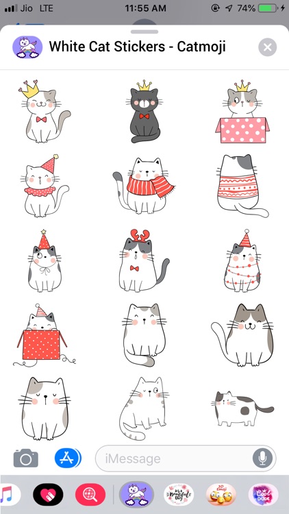 White Cat Stickers-CatMoji
