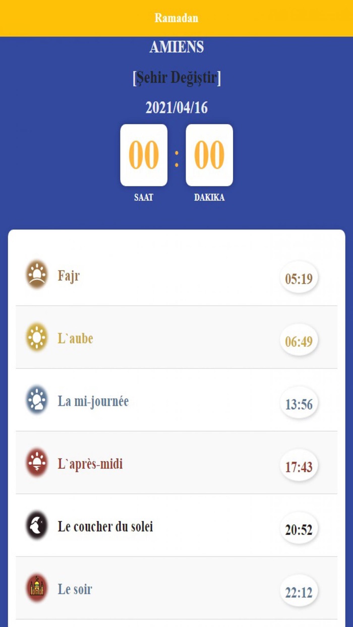 Calendrier du Ramadan