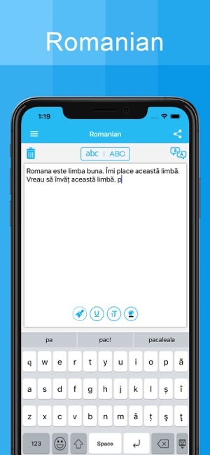 romanian keyboard iphone