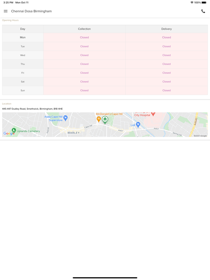 Chennai Dosa Birmingham.