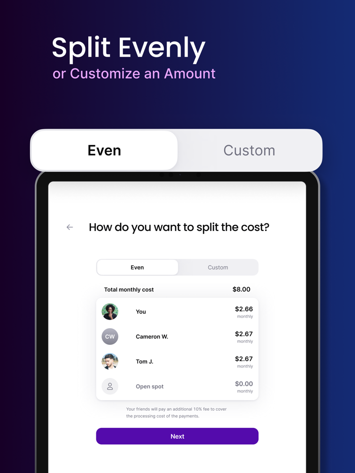 Subset Share Recurring Costs