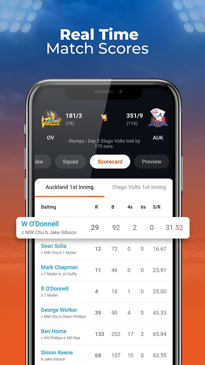 VUSport Live Cricket  Stats
