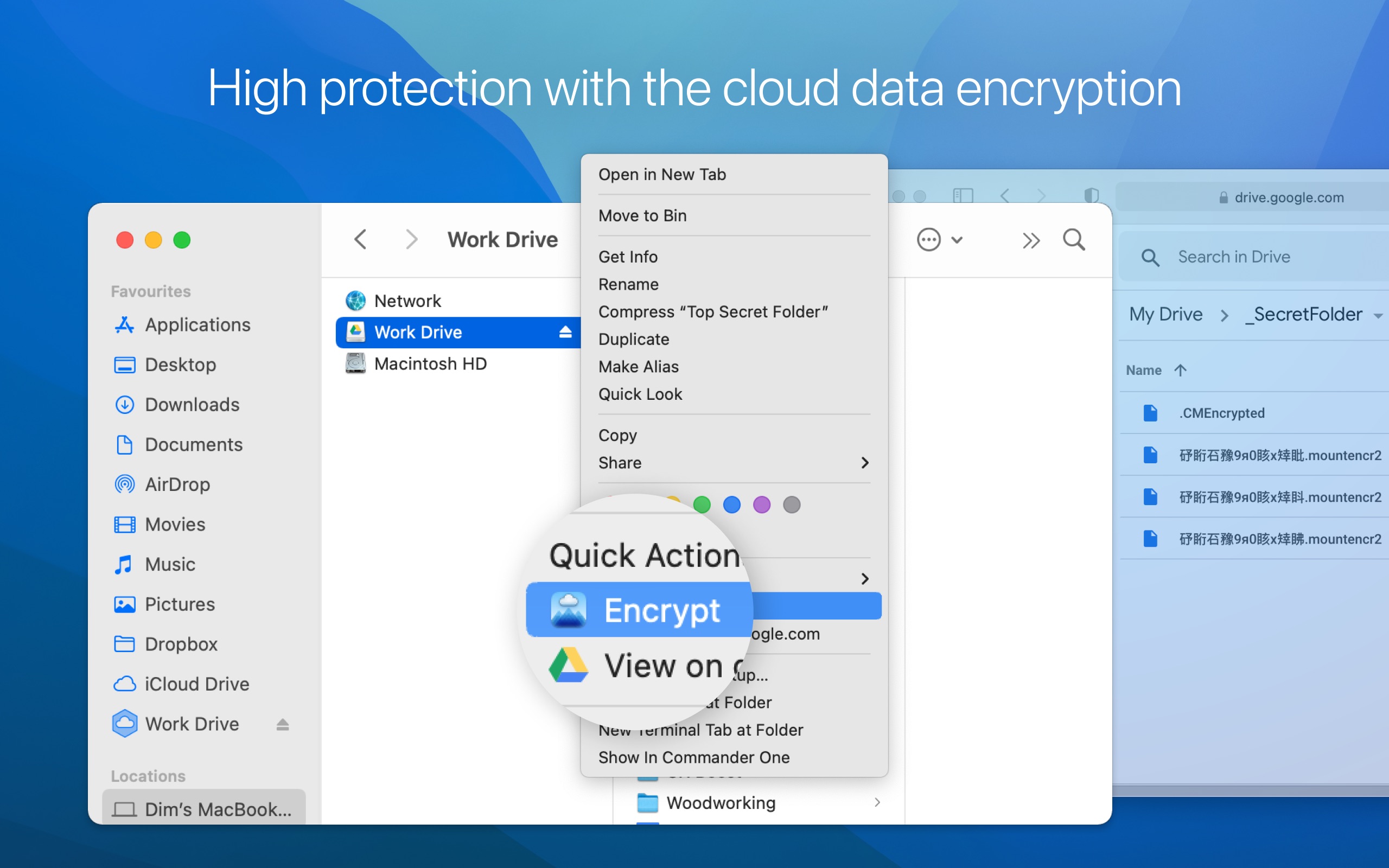 Screenshot do app CloudMounter: cloud encryption