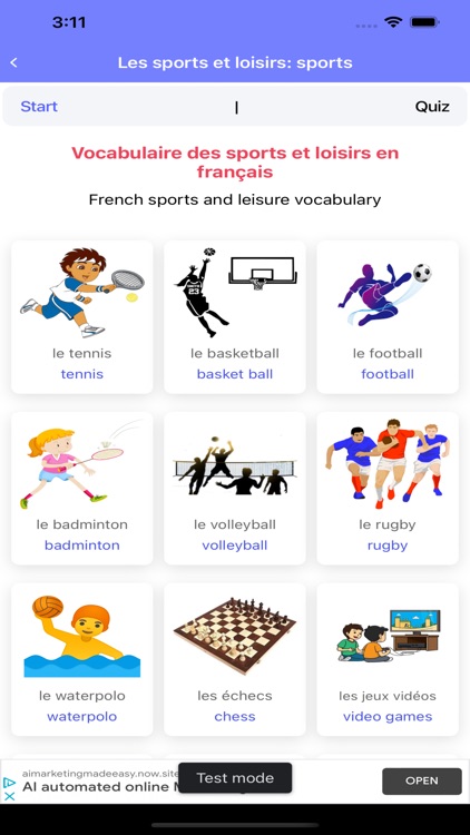 Thematic French Vocabulary