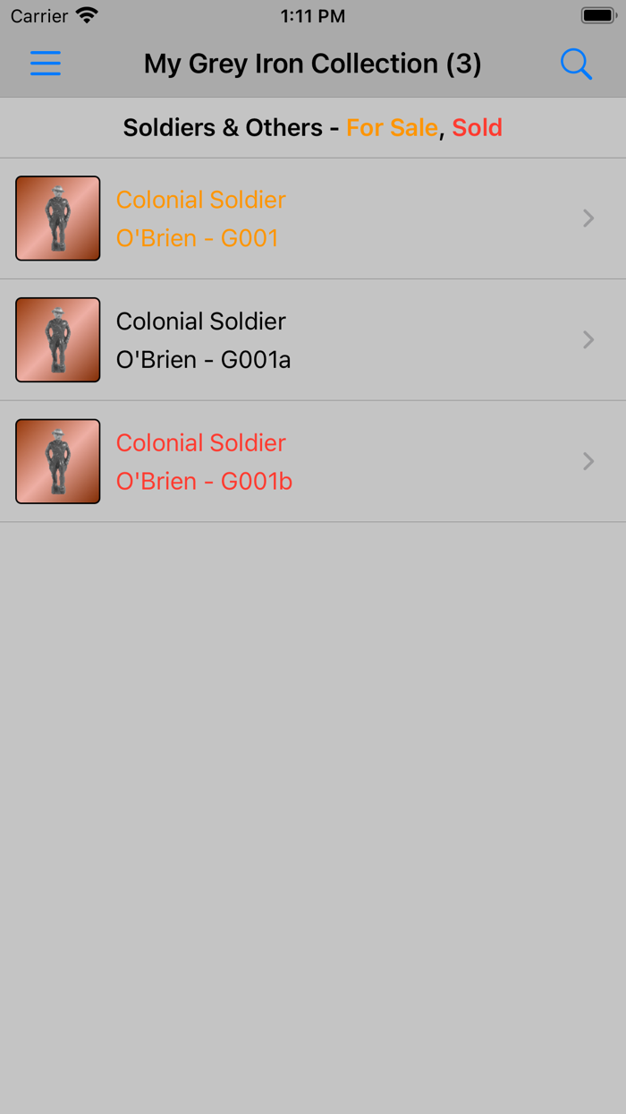 Grey Iron Metal Toy Soldiers