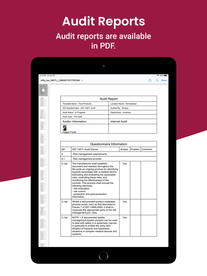 Nifty ISO 14971 Audit