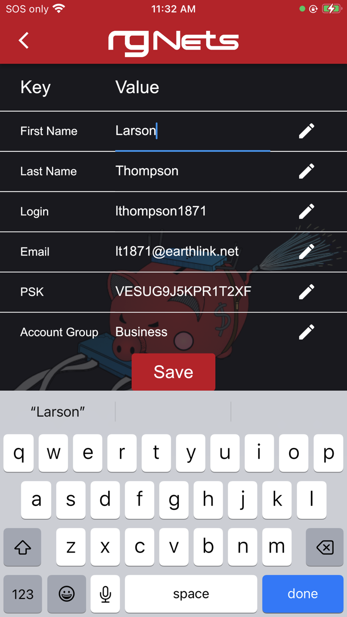 rXg Account Details Editor