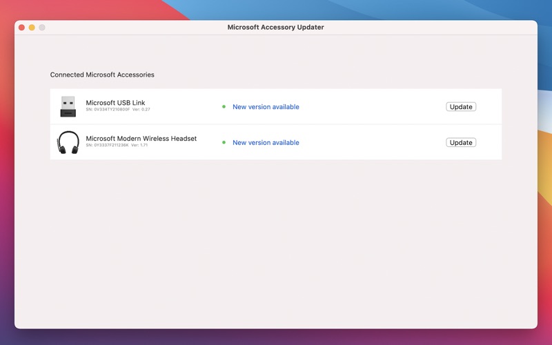 Microsoft Accessory Updater Screenshot