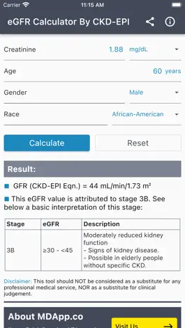 Game screenshot CKD-EPI eGFR Calculator apk