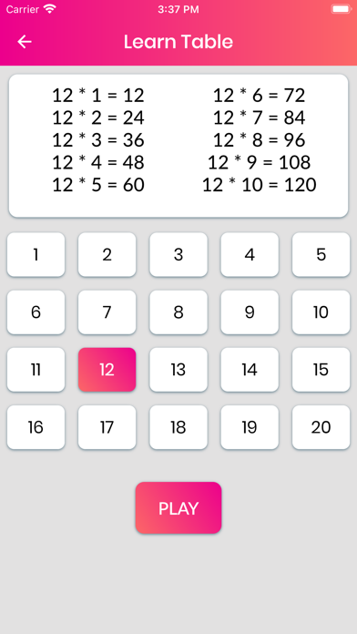 Multiplication tables games Screenshot