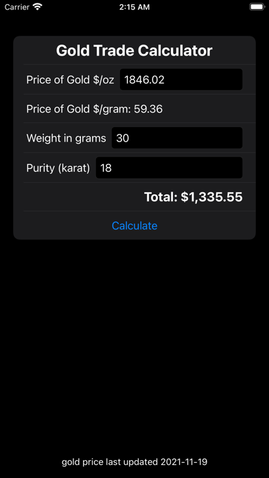 Gold Trade Calculator Pro screenshot 2