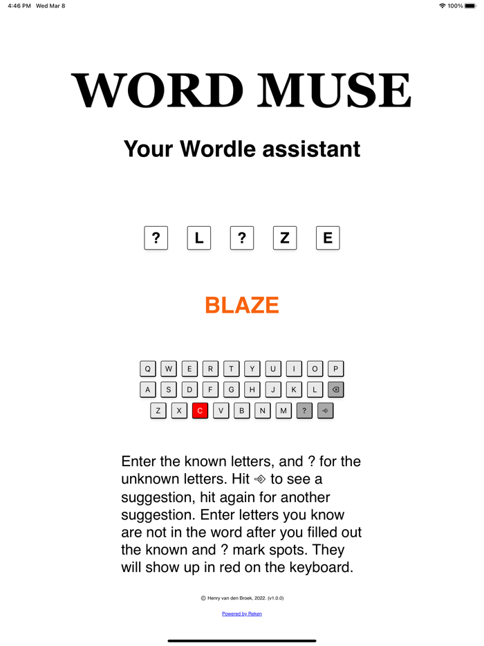 Word Muse 5 letter word assist